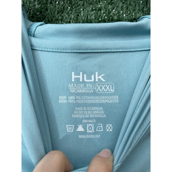 Huk Performance Fishing Men’s Hoodie Shirt Size 3XL Light Blue NWT Stretch - Picture 4 of 11